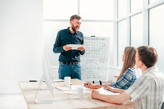Three people in office